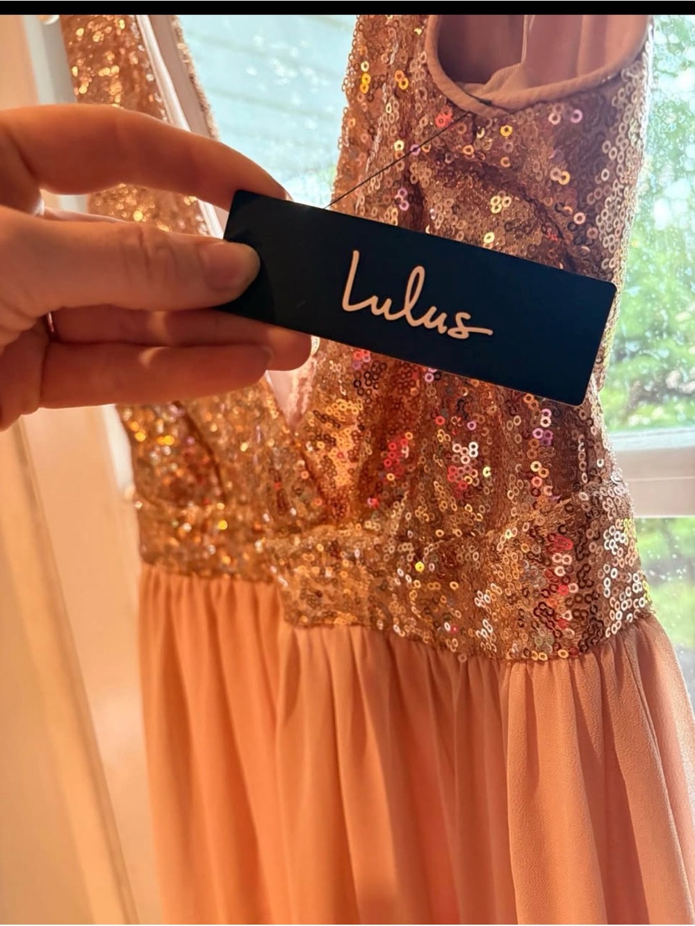 Lulu's Blush Pink Sequin-Accented Dress